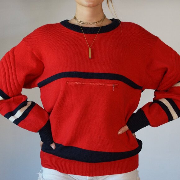 RARE! Vintage FILA Sweater with Front Pocket, Stitched Elbow Detail, Size Medium - Picture 7 of 16